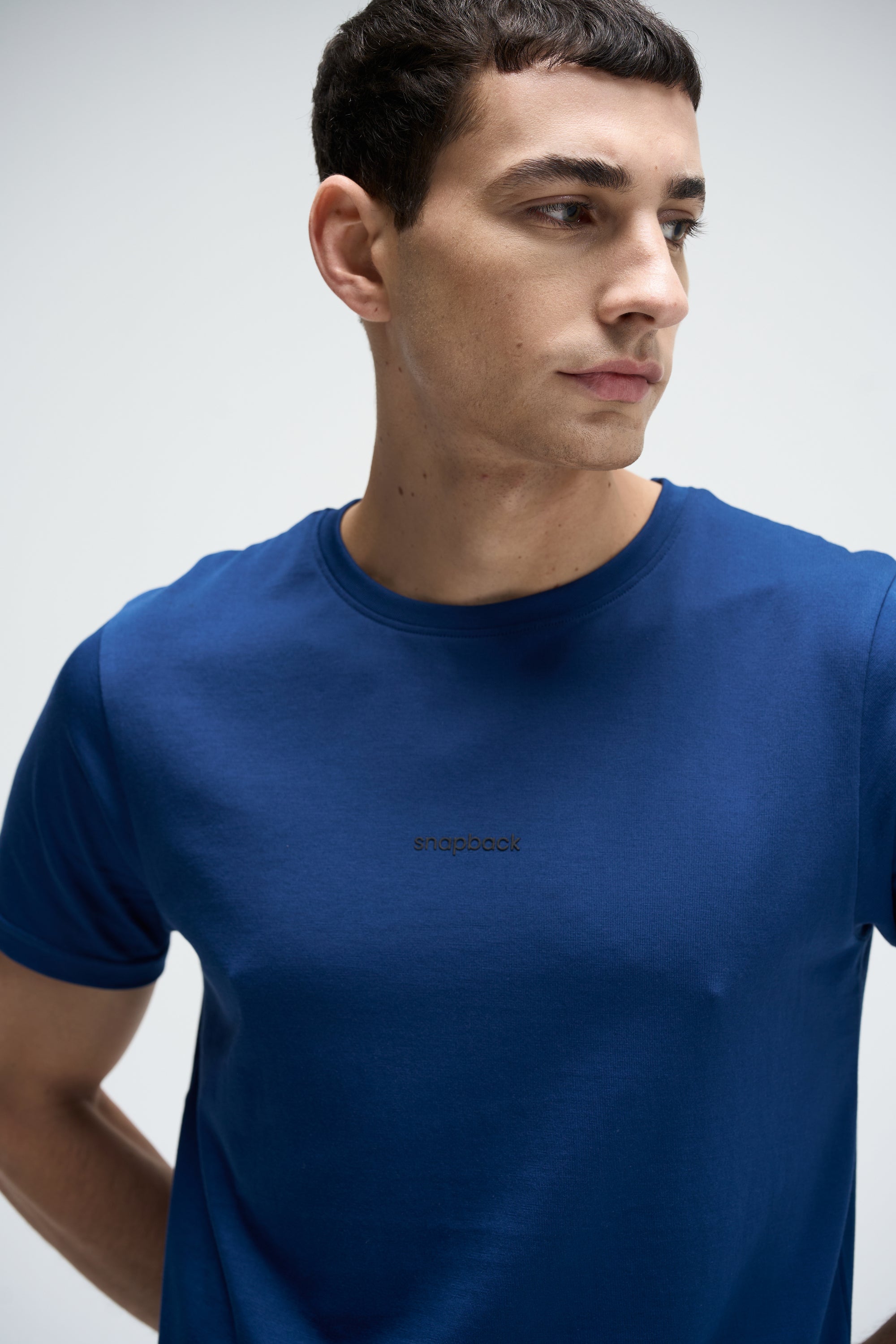 Men's navy blue SoftLuxe Crew T-shirt with crew neck and short sleeves in regular fit.